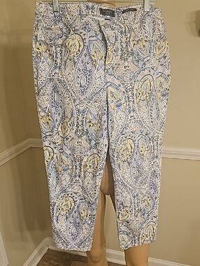 Charter Club Paisley Print Crop Pants in Blue and Yellow
